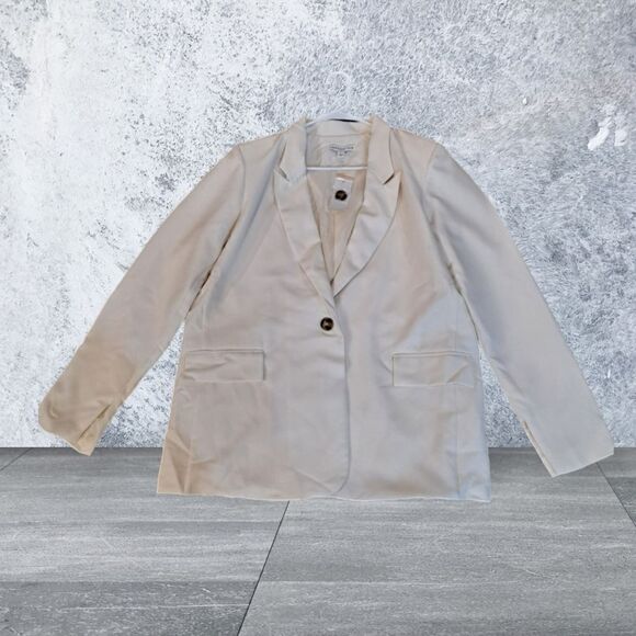 AND NOW THIS Women's Cream Notch-Collar Long-Sleeve Oversized Blazer NWT… - Picture 4 of 6